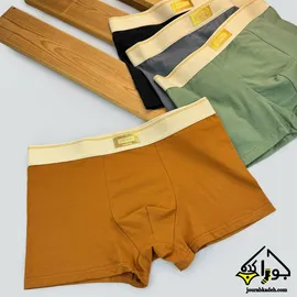 شورت نیمپا پنبه ای طرح COTTON طلایی برند لاکچری