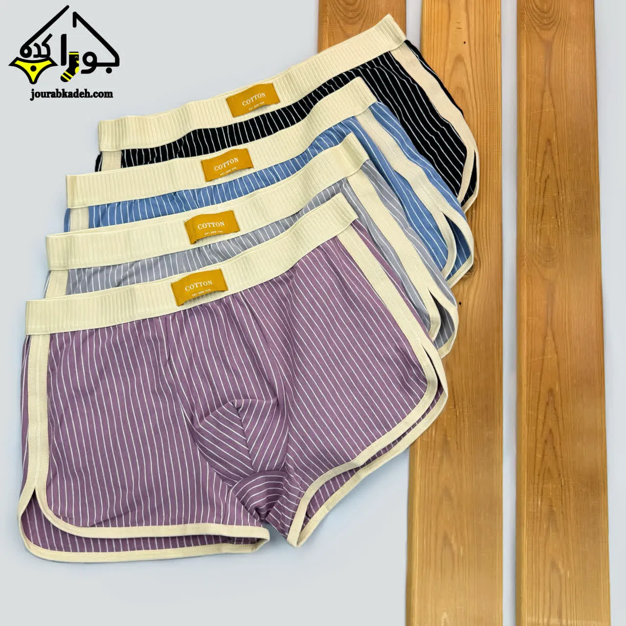 شورت نیمپا اسکاتی راه راه برند کاتن