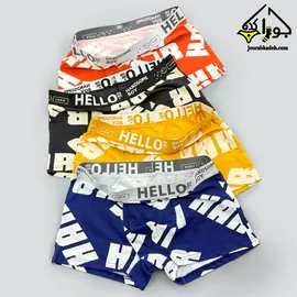 شورت نیمپا چاپی طرح HELLO برند لاکچری