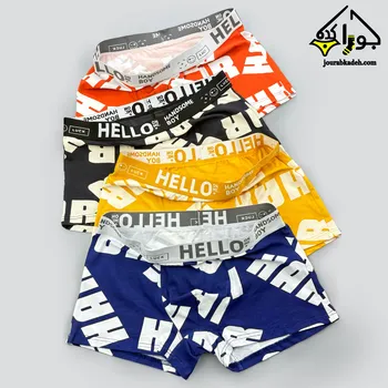 شورت نیمپا چاپی طرح HELLO برند لاکچری