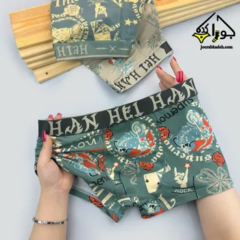 شورت نیمپا پنبه ای طرح پاسور برند لاکچری