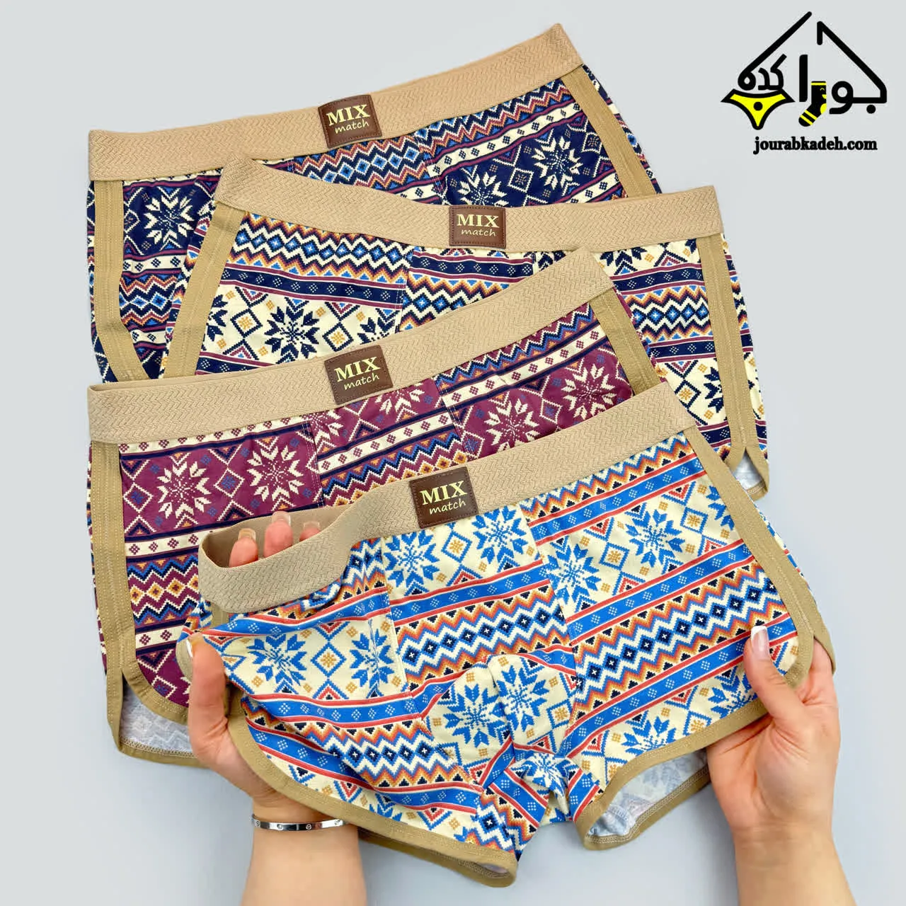 شورت مردانه اسکاتی سنتی طرح MIX match کاتن