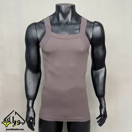 رکابی یقه خشتی SPORT FIT پنبه سوپر برند جناب رنگ نسکافه ای