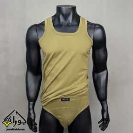ست رکابی و شورت اسلیپ مردانه CLASSIC FIT پنبه سوپر جناب رنگ زیتونی