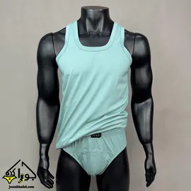 ست رکابی و شورت اسلیپ مردانه CLASSIC FIT پنبه سوپر جناب رنگ صابونی