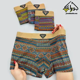 شورت نیمپا کتان سنتی طرح اشکال برند لاکچری