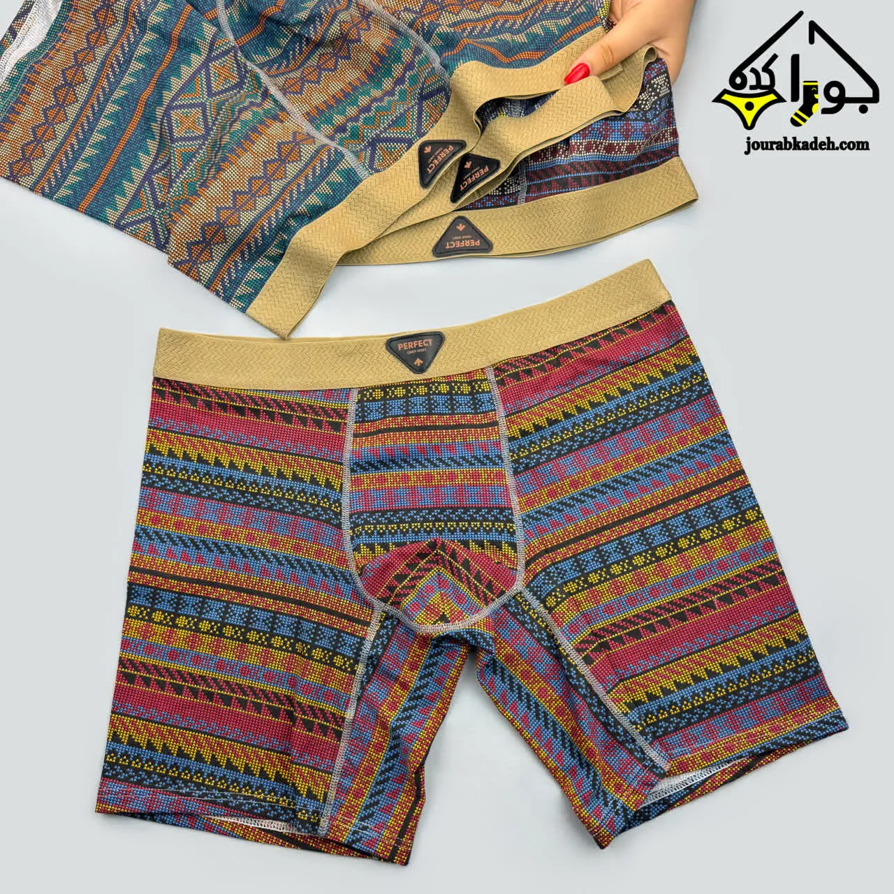 شورت پادار مردانه سنتی طرح اشکال برند لاکچری