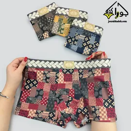 شورت نیمپا مردانه پنبه ای طرح چهل تکه برند لاکچری