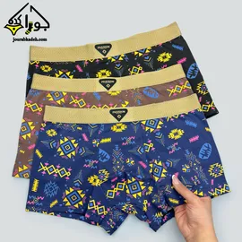 شورت نیمپا مردانه طرح سنتی هندسی برند لاکچری