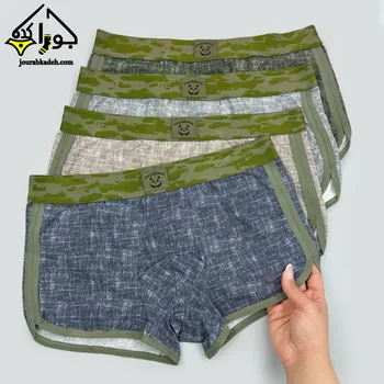شورت نیمپا اسکاتی پنبه ای کش چریکی برجسته برند کاتن