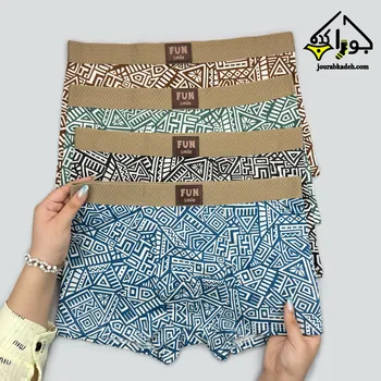 شورت نیمپا مردانه بدون درز طرح اشکال هندسی برند یاشین