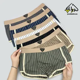 شورت نیمپا مردانه مدل اسکاتی طرح  کبریتی راه راه برند کاتن