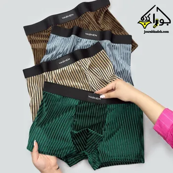 شورت نیمپا مردانه راهراه طرح مخمل برند یاشین