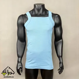 رکابی یقه خشتی SPORT FIT پنبه سوپر برند جناب رنگ آبی آسمانی