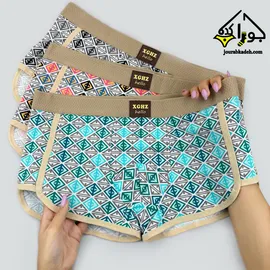 شورت نیمپا اسکاتی پنبه ای طرح لوزی رنگی برند کاتن